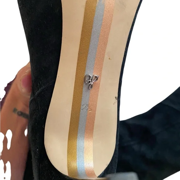 SAM EDELMAN BLACK SUEDE KNEE HIGH STILETTO POINTY TOE 7.5 - Picture 7 of 8